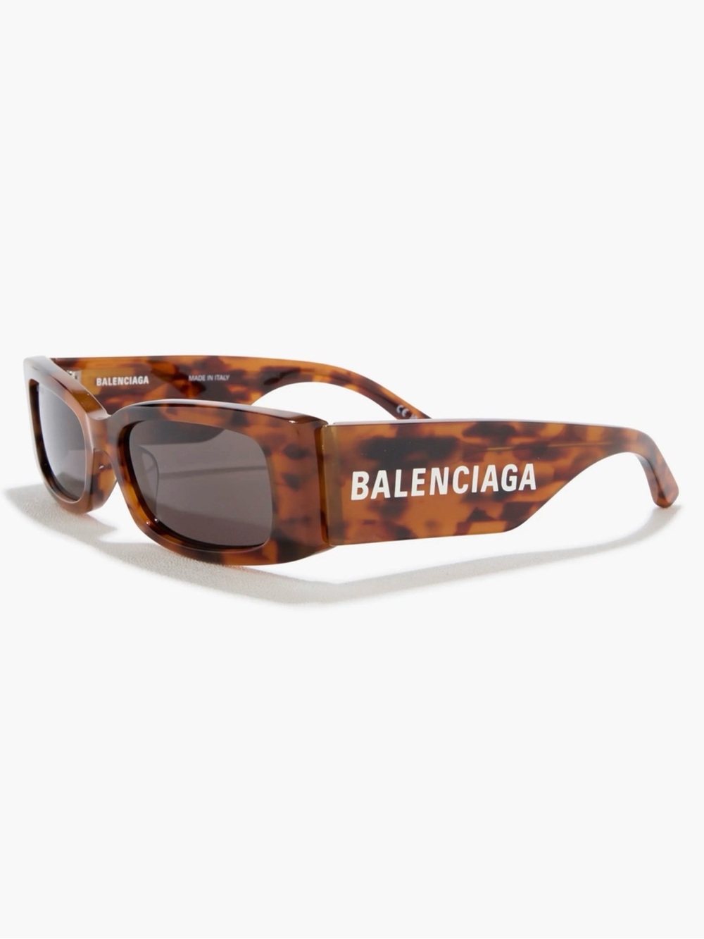 Balenciaga Tortoiseshell 56mm Rectangular Logo Sunglasses - Brown